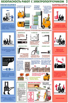 ПС50 Безопасность работ с электропогрузчиками (бумага, А2, 2 листа) - Плакаты - Безопасность труда - Магазин Охраны Труда fullBUILD